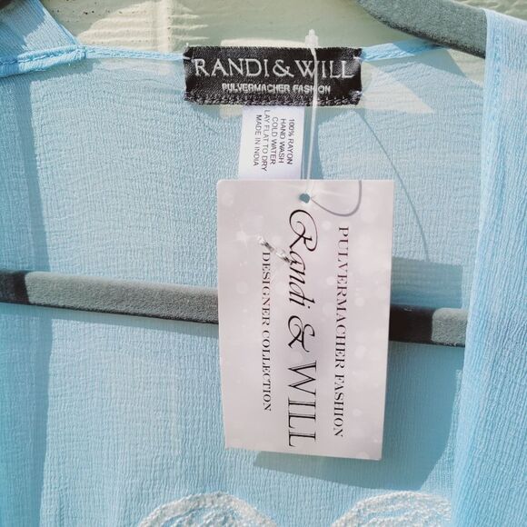 Randi & Will hearts stars sky blue kaftan coverup NWT - Picture 9 of 11